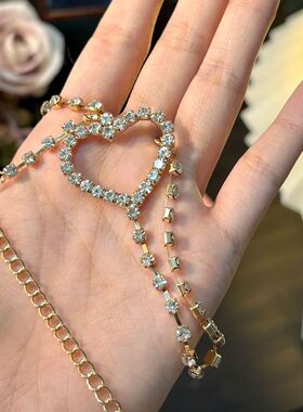 纯欲闪钻爱心肩链轻奢小众