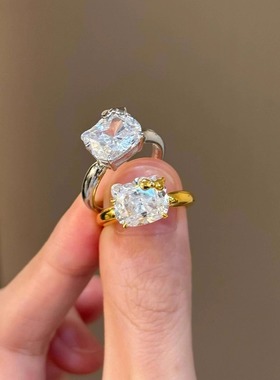 可爱风超闪凯蒂猫戒指女简约精致高级感小众设计时尚气质趣味指环