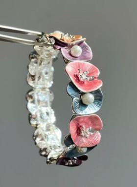 中古vintage几何滴釉玫瑰花朵