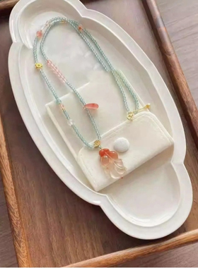 新中式仿南红小鱼吊坠项链