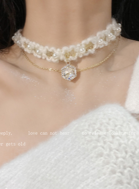 秋冬毛茸茸choker项链女款2025新款甜酷辣妹气质时尚锁骨链项圈