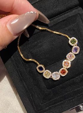 方糖锆石手链彩色多巴胺戒指轻奢精致高级感时尚潮千金感名媛爆款