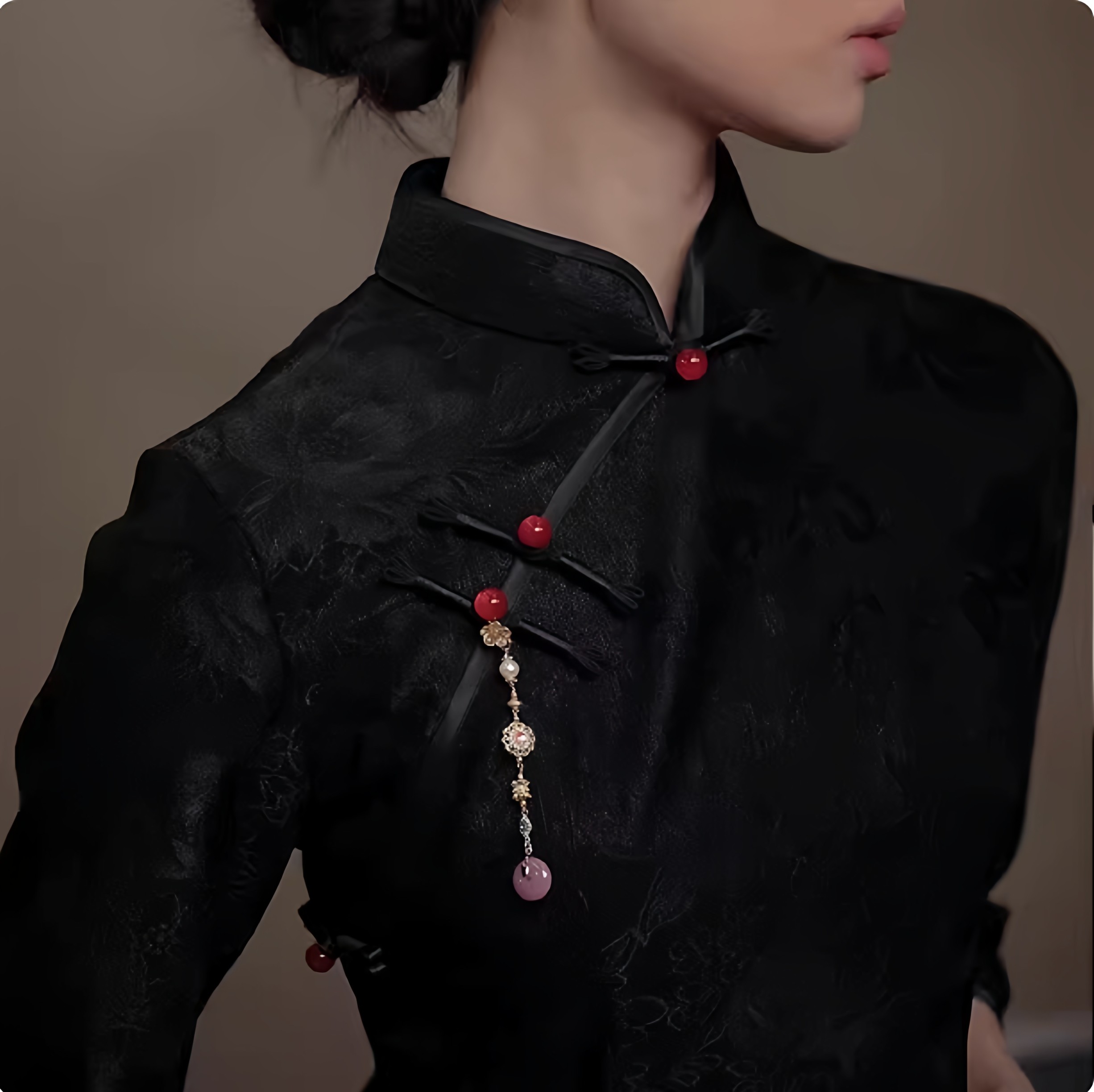 《沐晴》流苏旗袍压襟新中式复古长流苏禁步配饰挂件汉服玉石胸针,淘宝优惠券,粉丝福利购,淘宝优惠卷