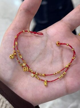 【红绳系岁】红色编织绳葫芦吊坠手链女轻奢小众中式古法个性手饰