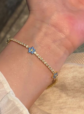 清冷感爆闪小兰花锆石手链复古精致设计感高颜值百搭镶嵌简约手饰