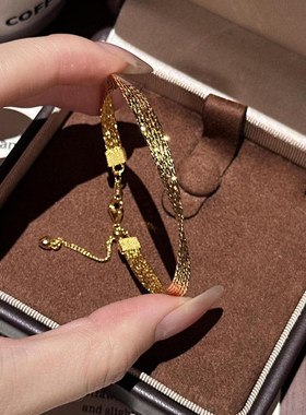 黄金色爆闪车花线莫比乌斯手镯