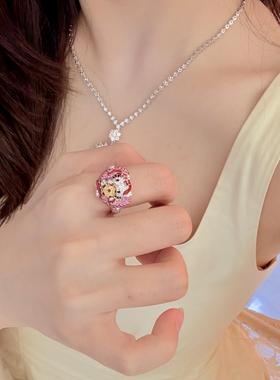 超重工！爆闪彩色猫咪戒指女甜美可爱气质时尚小众设计感精致指环