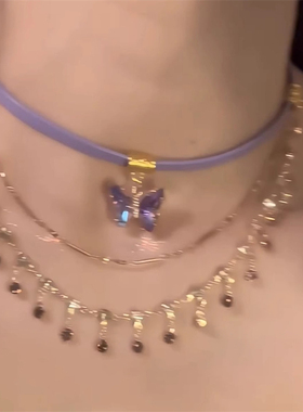 氛围感轻奢香芋紫蝴蝶项链女款2025新款爆款独特小众设计感锁骨链