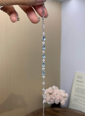 清冷感爆闪蓝水钻小众轻奢手链