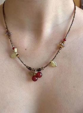 樱桃项链小众设计配饰