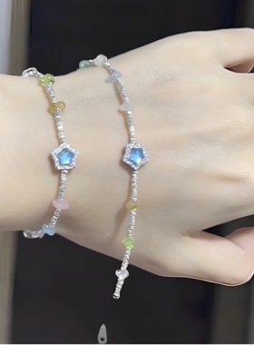 韩系银色多巴胺仿碎银子星星手链轻奢小众精致气质百搭高级感手饰