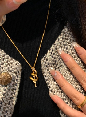「愿月摘星」金色微镶星星圣诞树项链女复古精致小众设计感锁骨链