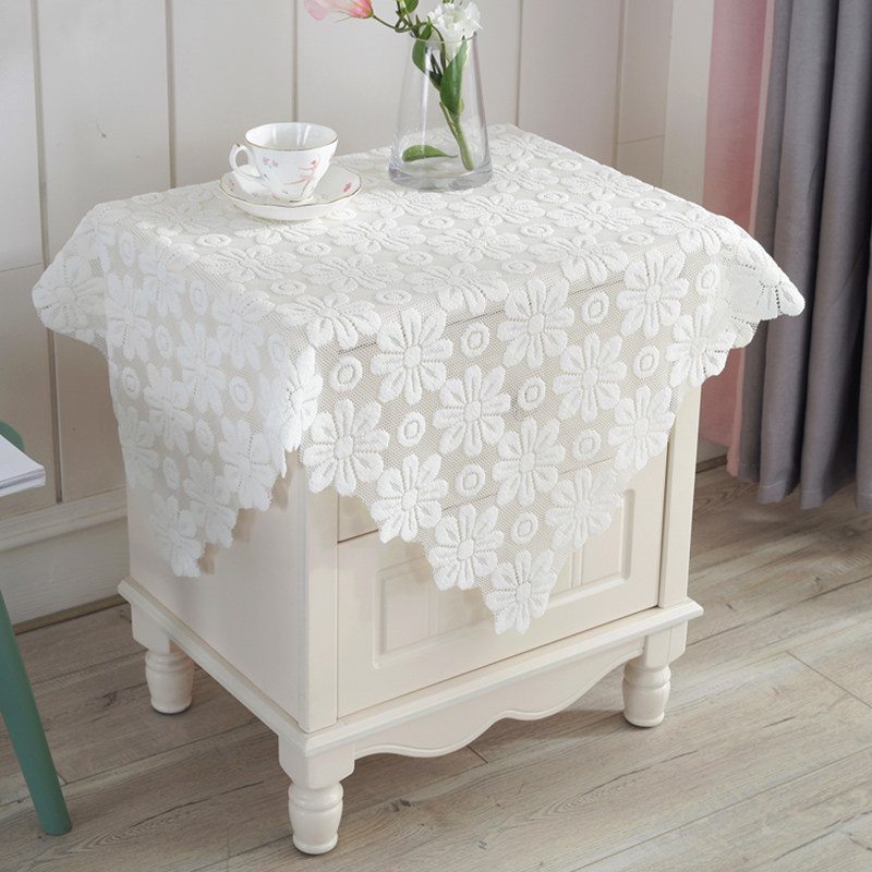 蕾丝镂空床头柜盖巾布洗衣机电视机冰箱微波炉防尘罩多用方巾盖布,淘宝优惠券,粉丝福利购,淘宝优惠卷