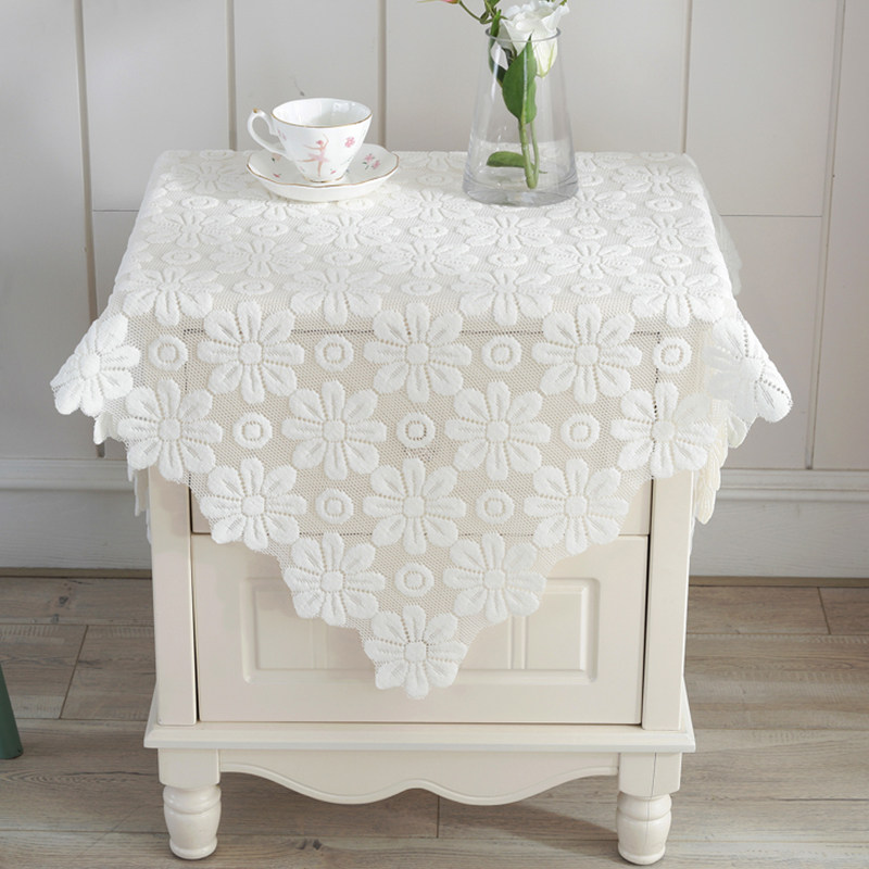 蕾丝镂空床头柜盖巾布洗衣机电视机冰箱微波炉防尘罩多用方巾盖布,淘宝优惠券,粉丝福利购,淘宝优惠卷