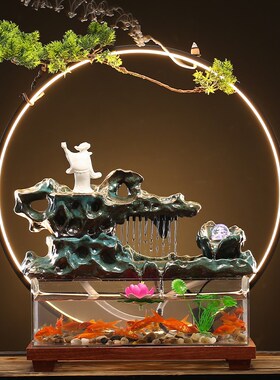 威弗列德办公装饰乔迁业礼品创意客厅循环流水璃鱼缸