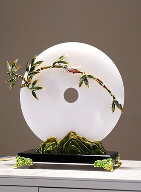 新玉石平安扣客厅玄关酒柜装饰品书房摆设乔迁新居礼品