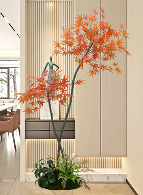 仿真绿植造景枫叶饰假红枫树客厅落地大型仿生假