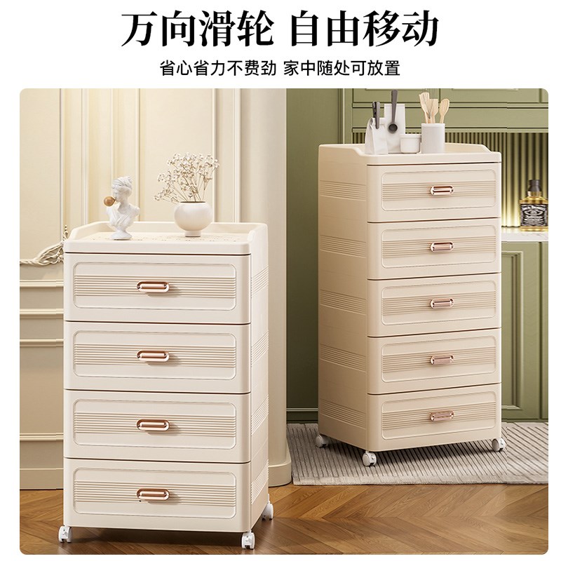 免安装抽屉式收纳柜家用多层零食储物柜卧室加厚床头柜夹缝置物柜 - 图2