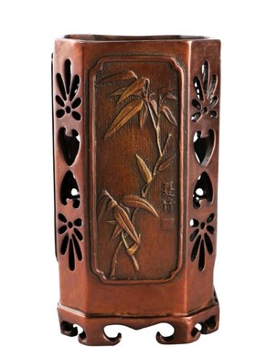 大仕缘 铜工艺品文房书房商务礼品梅兰竹菊四君子四季笔筒