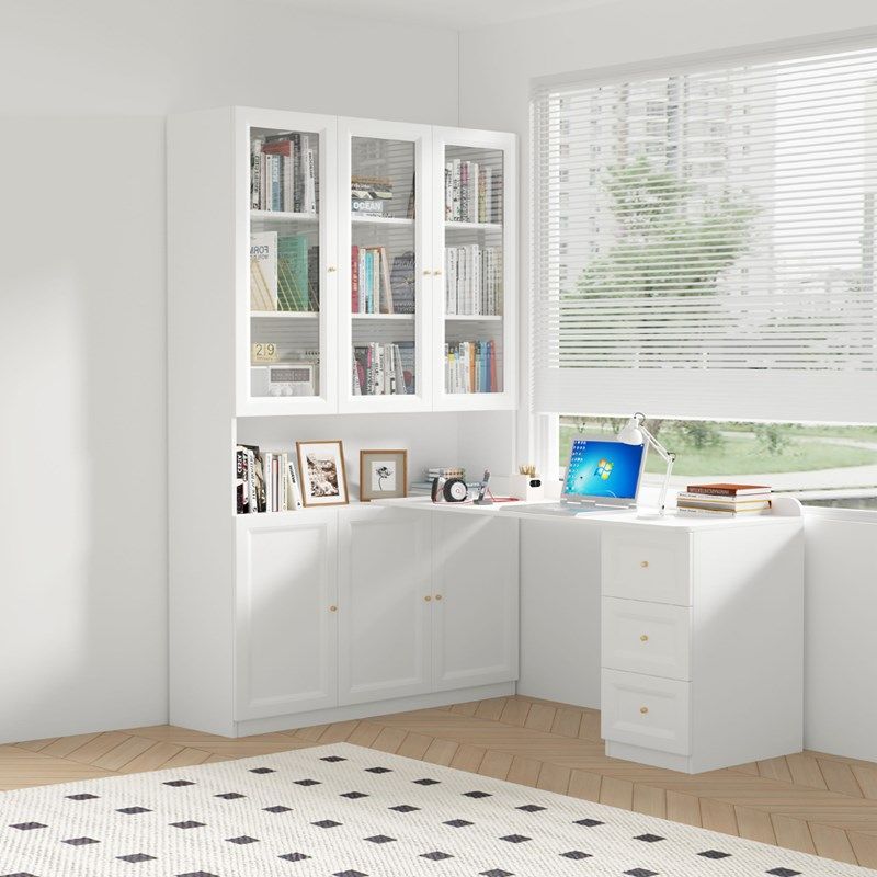 比熊实木转角书桌书架家用办公桌学生写字台卧室儿童学习桌,淘宝优惠券,粉丝福利购,淘宝优惠卷