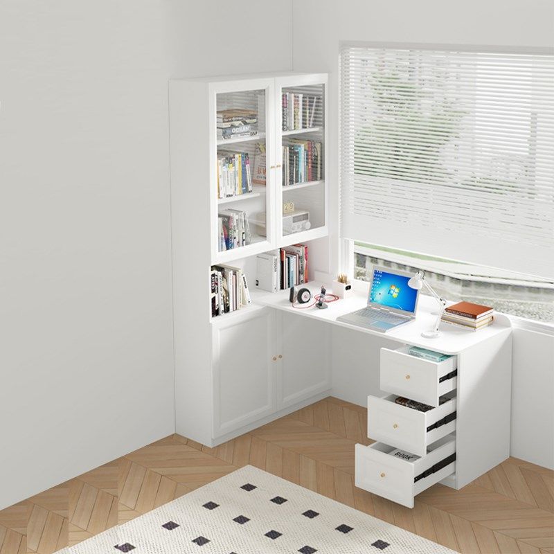 比熊实木转角书桌书架家用办公桌学生写字台卧室儿童学习桌,淘宝优惠券,粉丝福利购,淘宝优惠卷