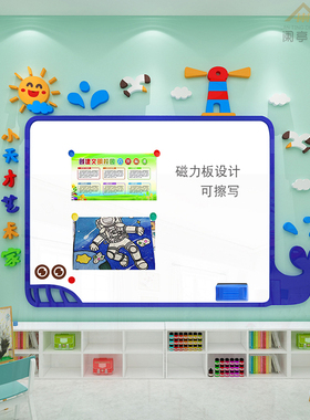 黑板墙儿童教学磁性艺术培训教学公告栏移除磁力画板