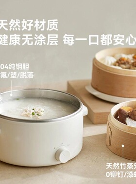 olayks立时竹笼电蒸锅多功能家用2026新款小型双层蒸煮一体早餐机