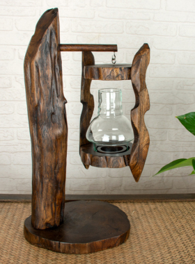 泰国东南亚手工雕刻柚木烛台创意复古泰式会所酒店蜡烛台