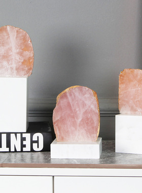 现代样板房售楼处北欧天然水晶石萤石轻奢摆件家居软装饰品工艺品