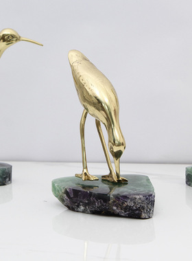 现代简约新中式创意黄铜鸟工艺品装饰品客厅酒柜电视柜玄关柜摆件