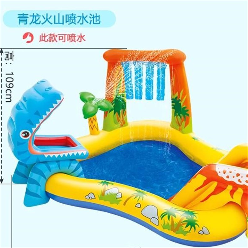 游泳池家用INTEX儿童充气家用小孩宝宝海洋球池 可喷水滑梯戏水池 - 图2