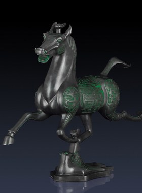 威弗列德中式马踏飞燕摆件办公室动物饰品铜奔马礼品纯黄铜马摆件