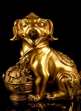 黄铜狗金钱元宝狗聚宝盘狼狗哮天犬补西北缺角办公室工艺礼品