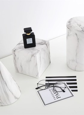 陶瓷几何立体样板房客厅酒柜家居饰品大理石纹创意摆设