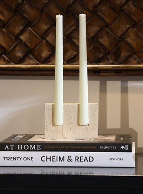 法式中古风大理石小瓶冥想香薰容器艺术几何天然洞石烛台