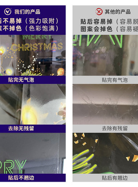 圣诞铃铛节日装饰品静电玻璃贴商场橱窗花场景贴纸跨境christmas