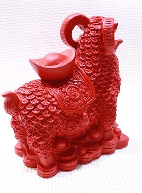 大号招财进宝羊领头羊朱砂十二生肖元宝羊铜钱山羊公羊办公室摆件