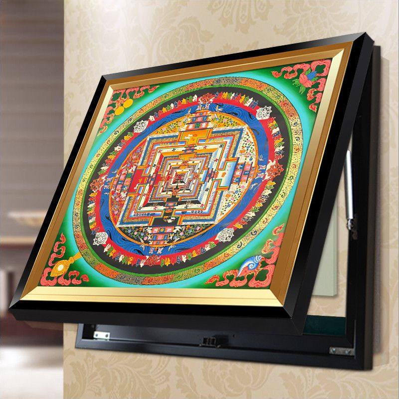 唐卡时轮金刚坛城西藏尼泊尔电表箱装饰画免打孔电闸盒装饰遮挡箱,淘宝优惠券,粉丝福利购,淘宝优惠卷