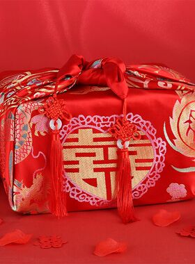 结婚红包袱布女方新娘陪嫁嫁妆红色婚庆用品大全包裹布包袱皮娘家