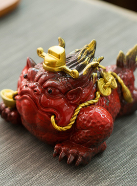 精品金蟾茶宠室内招财三足蟾蜍茶玩养茶桌店铺业礼品