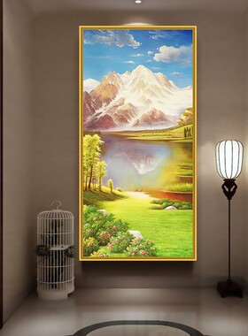 风景油画玄画自粘过道入户背景墙竖饰画壁画墙画墙