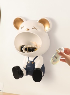 暴力熊钥匙收纳摆件入户进门玄关挂架挂钩多功能免打孔墙壁挂装饰