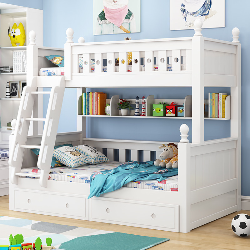 金多喜全实木儿童床上下床高低床母子床子母床上下铺全白色层床,淘宝优惠券,粉丝福利购,淘宝优惠卷