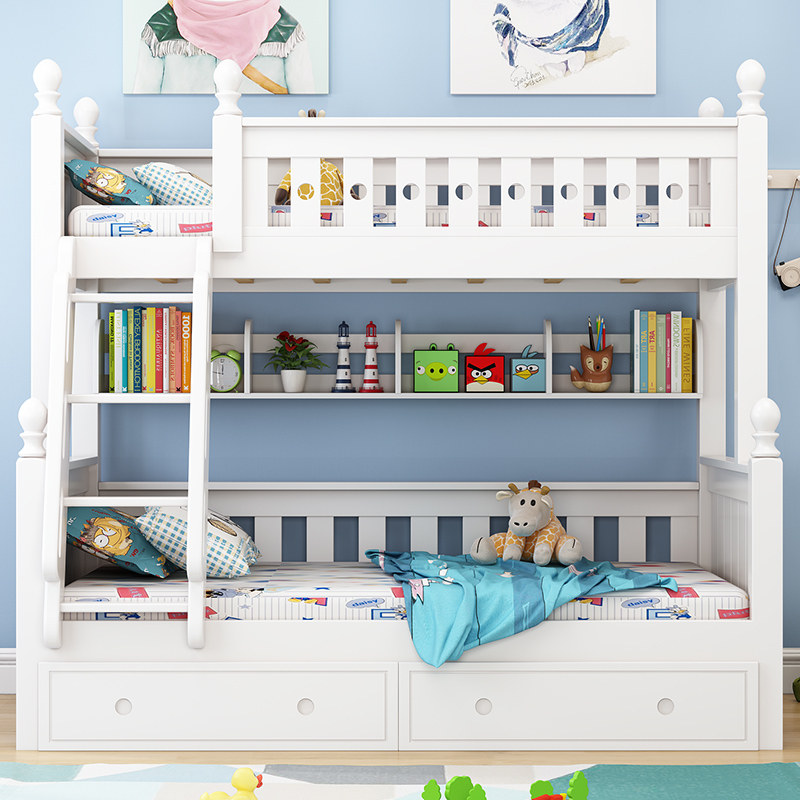 金多喜全实木儿童床上下床高低床母子床子母床上下铺全白色层床,淘宝优惠券,粉丝福利购,淘宝优惠卷