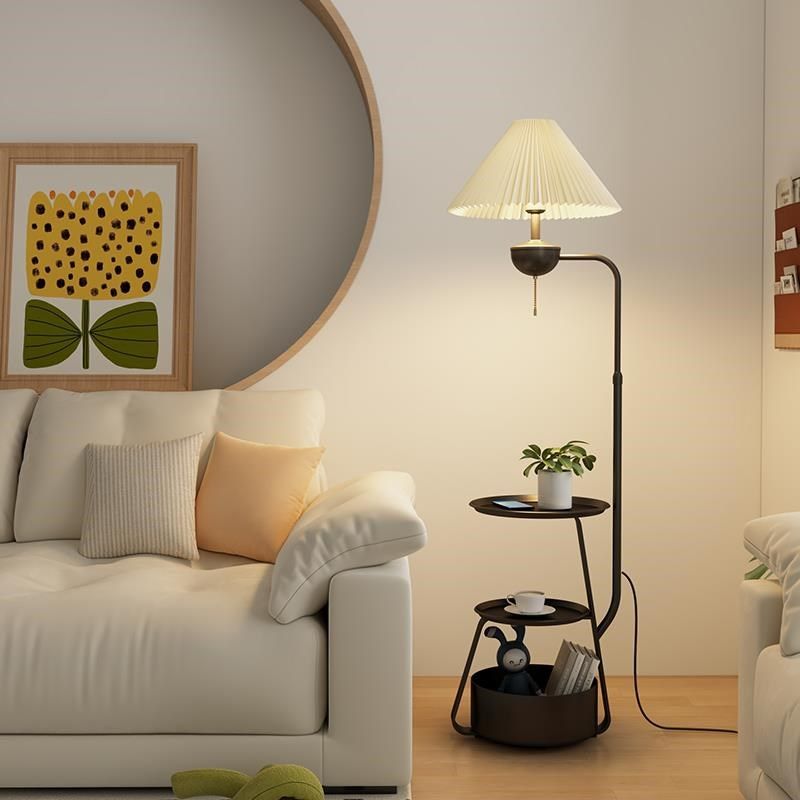 奶油风边几落地灯客厅沙发置物灯卧室床头柜一体台灯充电,淘宝优惠券,粉丝福利购,淘宝优惠卷