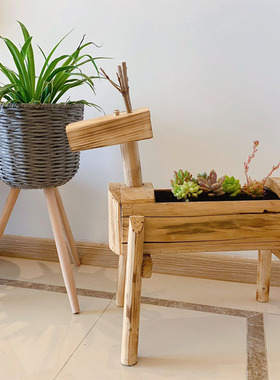 小鹿装饰家居饰品复古桌面创意摆设实木木质民宿动物工艺品