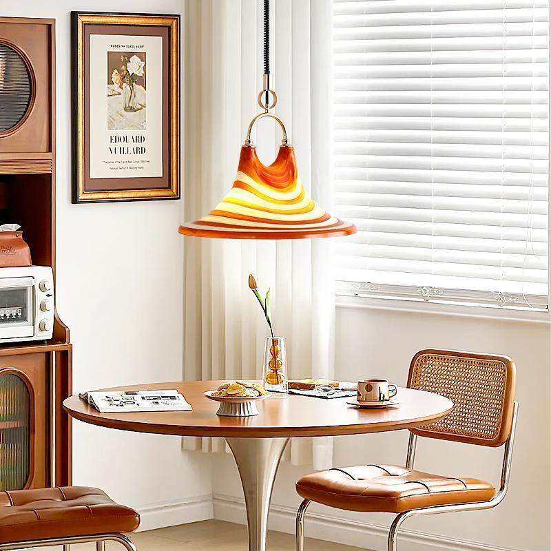 中古风彩绘喇叭吊灯设计师草帽飞碟茶室伸缩升降岛吧台吊灯具,淘宝优惠券,粉丝福利购,淘宝优惠卷