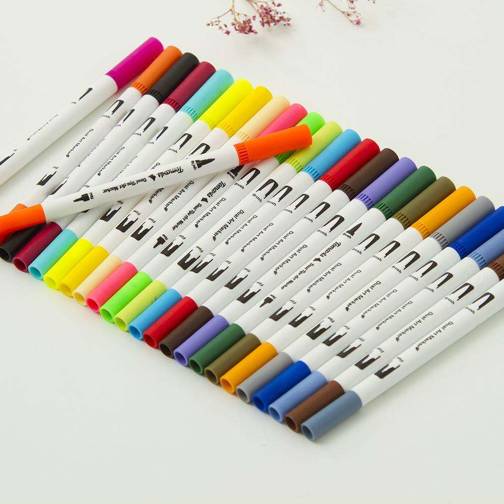 132-color double-head soft-head children's watercolor pen bag set art painting supplies water-based markers