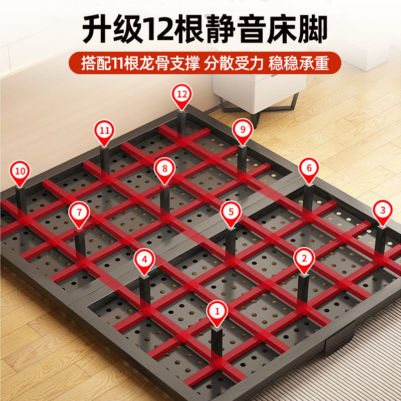 2026新款铁艺悬浮床卧室家用双人榻榻米学生宿舍无床头单人洞洞板