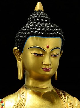 闯隆家用藏式创意装饰品铜鎏金《药师佛》铜像室内桌面工艺摆件